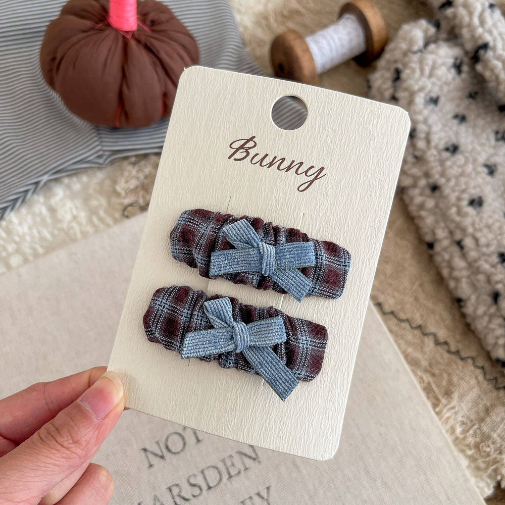 Blue Ruched Bow Square Hair Clip