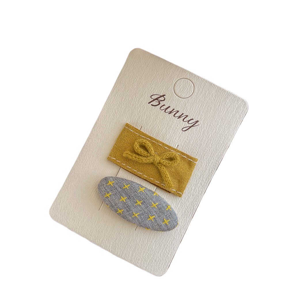 Yellow Star Bow Oval Hair Clip