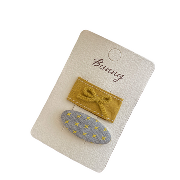 Yellow Star Bow Oval Hair Clip