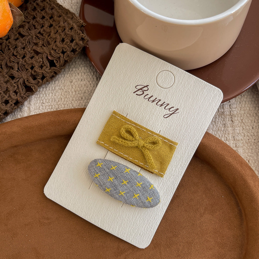 Yellow Star Bow Oval Hair Clip