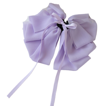Chiffon Draped Bow Ribbon Ponytail Clip – Elegant Flowing Hair Accessory
