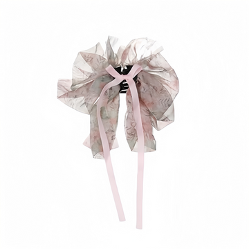 Vintage Floral Long Ribbon Bow Chiffon Hair Clip