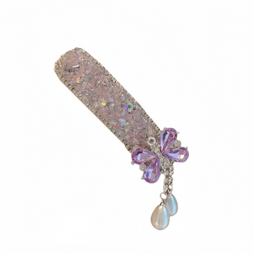 Pink Crystal Butterfly Hair Clip
