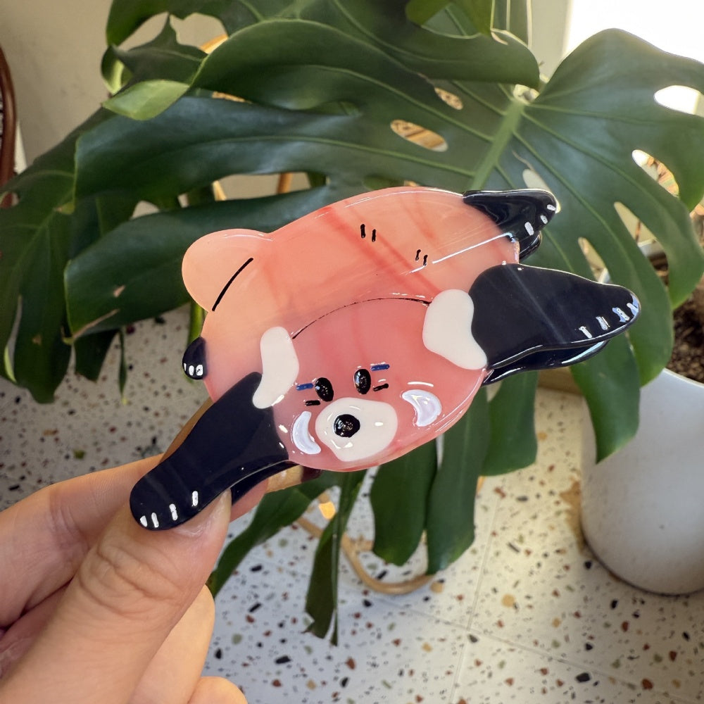 Pink Raccoon Hair Clip – Adorable Animal Hair Accessory