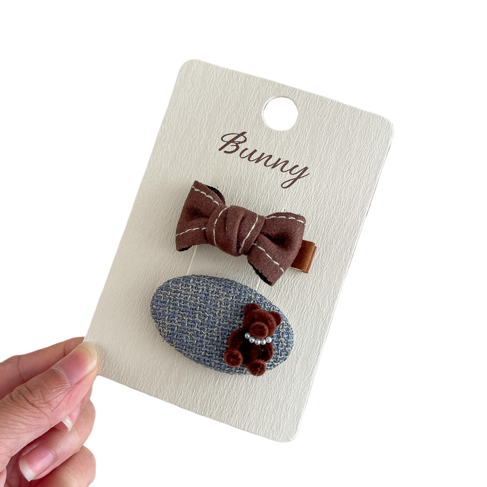 Oval Bear Bow Hair Clip