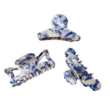 Artistic Blue Porcelain Print Claw Clip
