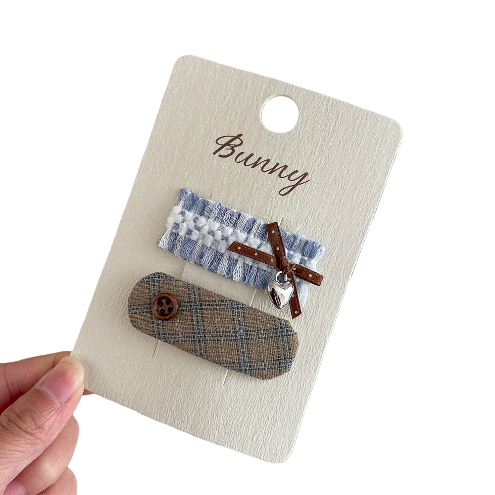 Plaid Knot Button Hair Clip