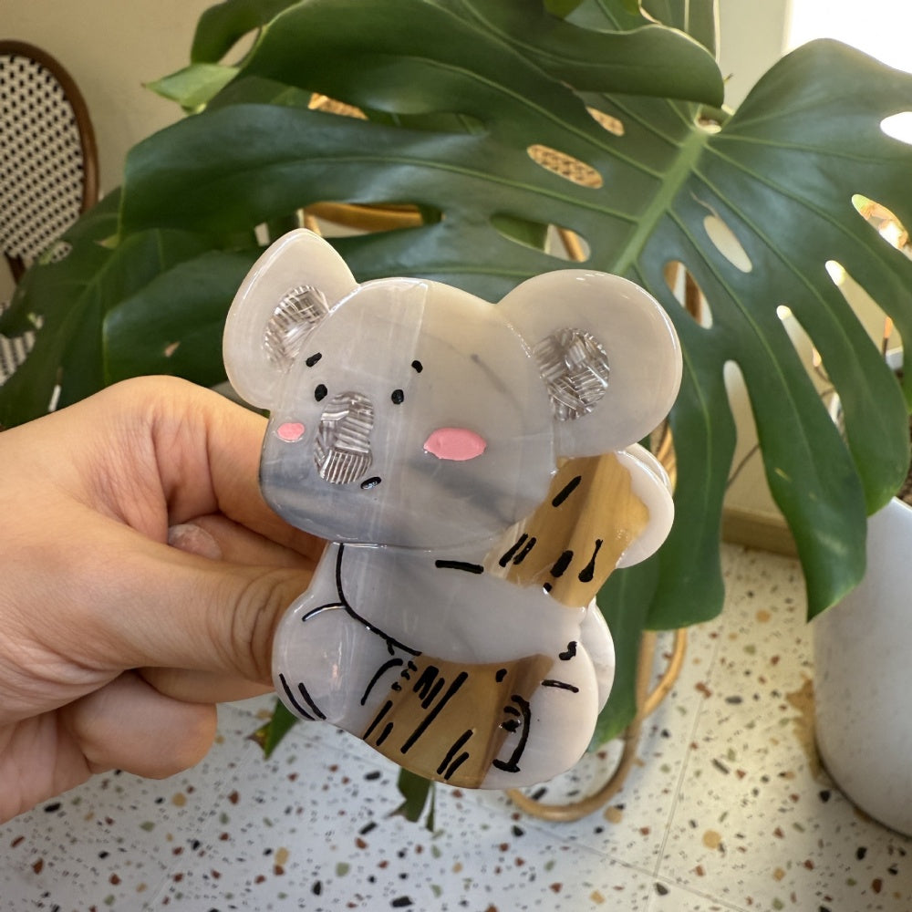 Gray Koala Hair Clip