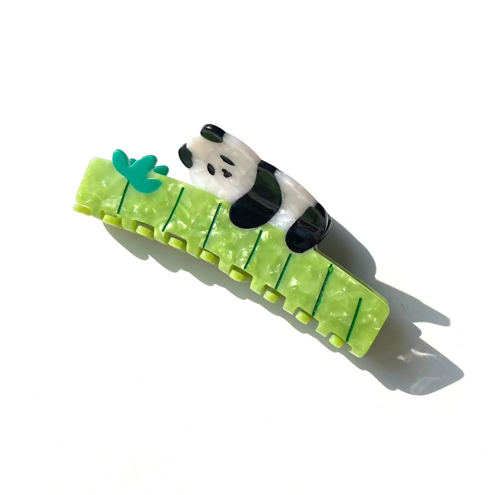 Panda Hugging Bamboo Hair Claw