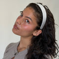 model wearing Starlet Headband in Grey Cabana