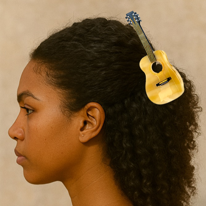 Yellow Acoustic Guitar Hair Claw
